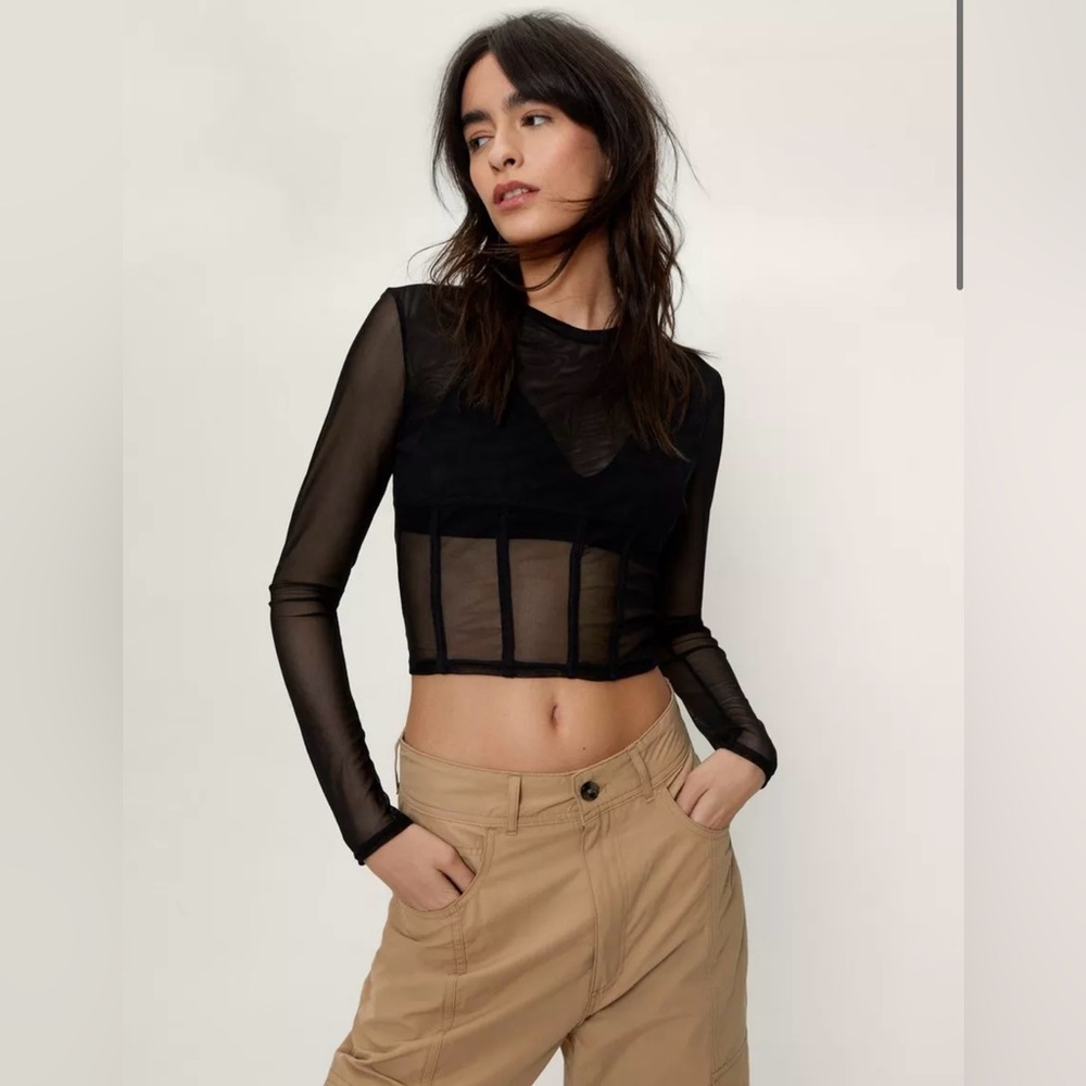 NWT Mesh Corset Detail Nasty Gal Crop Top
